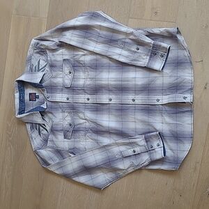 Moon Shine Spirit by Brad Paisley Men's Large Plaid Embroidered Snap Down Shirt
